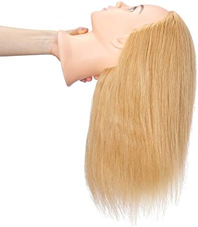 Hairingrid Mannequin Head 20"-22" 100% Human Hair Hairdresser Cosmetology Mannequin Manikin Training Head Hair and Free Clamp Holder - Image 4