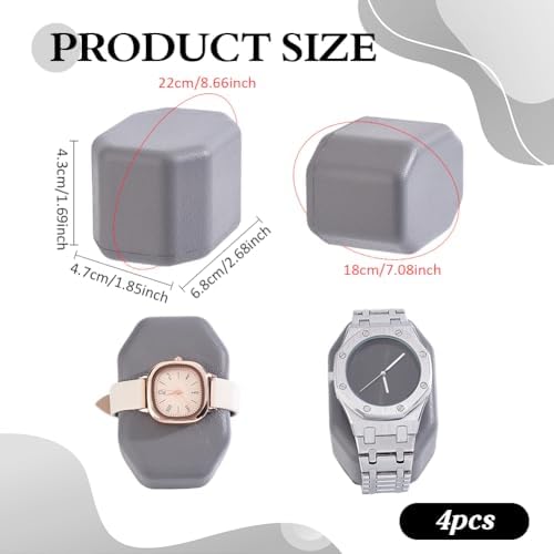 PH PandaHall 4pcs Watch Pillows, Gray Watch Display Cushion Watch Winder Pillow Bracelet Organizer Bangle Jewellery Holder for Watch Box Retail Stores Exhibition Display Storage, 2.7"x1.9"x1.7" - Image 2