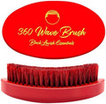 360 Wave Brush, Build Deeper Waves, Soft & Hard Boar Bristle Curved Brushes BLACK LAVISH ESSENTIALS (Medium-Hard Brush, Red) by BlackLavishEssentials