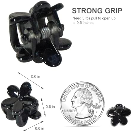 Mini Flower Hair Clip Flower Clips,Colorful Mini Hair Claw,for Women, Girls,Baby, Toddler Bangs Strong Grip Small Tiny Rainbow Hair Clips (50, Black) - Image 3