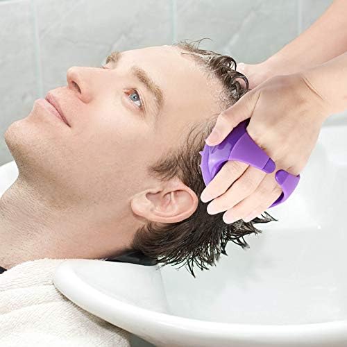 BTYMS Silicone Scalp Scrubber Hair Shampoo Brush, Head Scrubber Hair Wash Brush Cleansing Dandruff Brush - Purple - Image 5