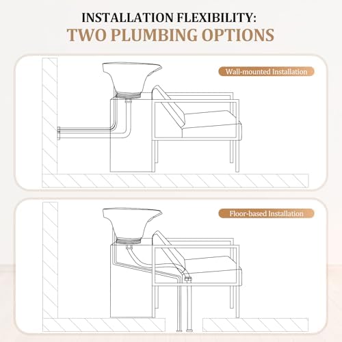 OmySalon Salon Shampoo Bowl and Chair, Hair Washing Station w/Tilting Sink & Storage Cabinet, Backwash Barber Chair for Barbershop Beauty Spa Massage Hairdressing - Image 4