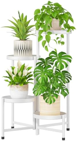 iDavosic.ly 4 Tier Large Plant Stand Indoor Outdoor, 10 In Wide Tray, White by iDavosicly