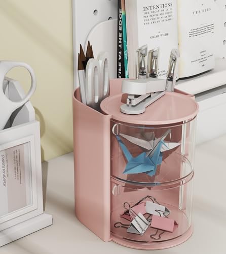 Azurphoric Hair Accessories Organizer with Hair Brush Holder(Pink, 2-Layer) - Image 4
