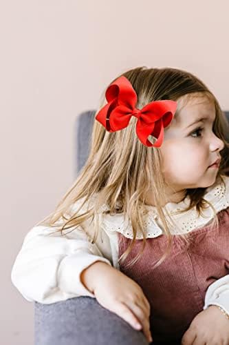 2 PCS 6inchs Hair Bows for Girls Grosgrain Ribbon Hair Bow Alligator Clips Hair Accessories for Baby Girls Toddlers(Red) - Image 3