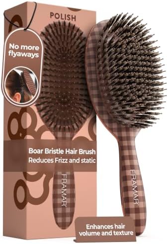 FRAMAR Soft Boar Bristle Hair Brush – Slick Back Brush, Boar Bristle Brush by FRAMAR
