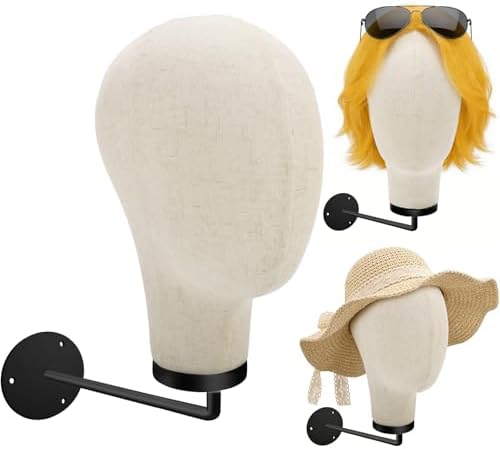 21in Wig Head Wall Mount Mannequin Head for Caps,Canvas Hat Display Hanger by PetBaby