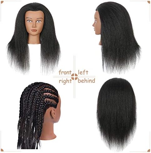 Mannequin Head 100% Real Hair Manikin for Hairdresser Training and Styling Practice With Stand - Image 2