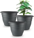 RooTrimmer 12 Inch Plant Pots, Large Planters for Outdoor Plants, Plastic Flower Pots - Durable and Lightweight with Drainage Holes (3 Packs, Gray) by RooTrimmer