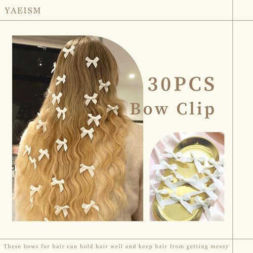 30PCS Bow Hair Clips Beige Satin Mini Bowknot Hair Accessories Cute Hair Bow Barrettes Ribbon Hairpins for Women Girls - Image 2