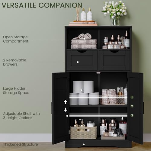 Iwell Bathroom Storage Cabinet with 2 Drawers, Small Kitchen Pantry Cabinet - Image 5