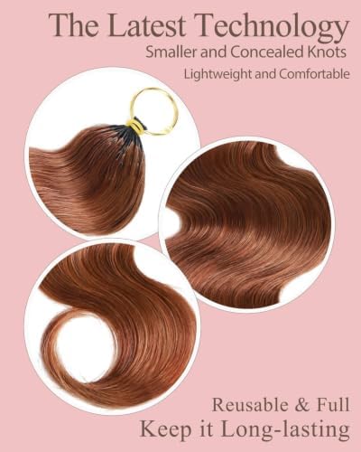 30# Auburn Brown 16 Inch Human Crochet Hair for Black Women, Feather Crochet Extensions 55g 40 Strands, Resusable Miracle Look Hair Bundles, Soft Lightweight Small Knots Body Wave - Image 3