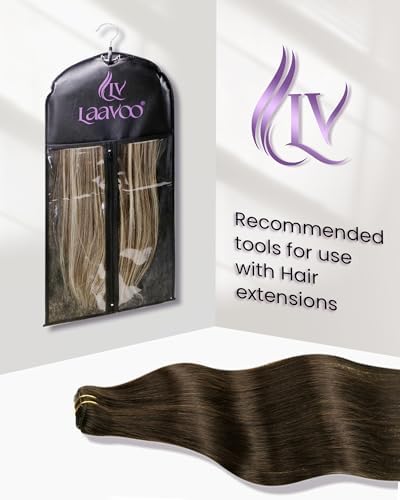 LaaVoo Real Human Hair Clip In Extensions, 20inch 5pcs 80g, Soft Straight - Image 4