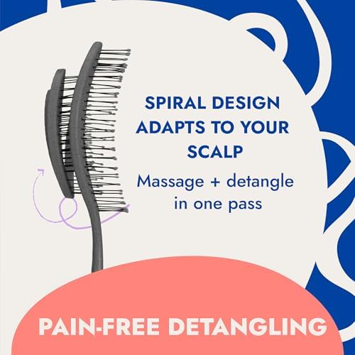 Ninabella Detangling Hair Brush - Gentle Detangler Brush for Curly, Fine, Thick and Long Hair - Hairbrush for Women - For Wet and Dry Hair - Stone Edition - Smoky Grey - Image 2
