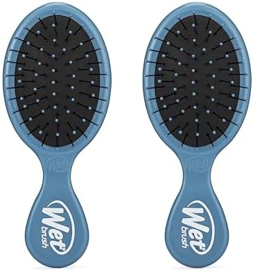 Wet Brush Mini Detangler Hair Brush, Elemental Blue, Detangling Travel Hairbrush, Ultra-Soft IntelliFlex Bristles Glide Through Tangles with Ease, Pain-Free, All Hair Types (Pack of 2) by WetBrush