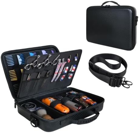 Professional Barber Case with Shoulder Strap, Hard Shell Travel Barber Bag for Clippers and Supplies, Shockproof Clipper Storage Case， Sleek Alternative to Barber Supplies Backpack (Case Only, Black) - Image 2