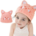 Microfiber Hair Towel Wrap for Kids, Pink Cat Toddler Quick Drying Cap by LCBD