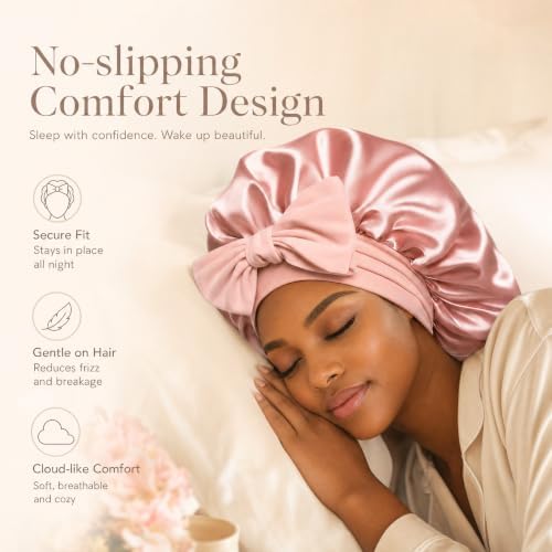 VarCozy Adjustable Double Layer Satin Bonnet for Sleeping to Reduce Frizz - Image 2
