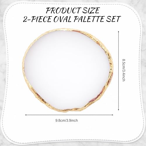 2 Pcs Resin Nail Art Palette, White Gold Edge Mixing Tray - Image 2