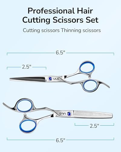 ULG Left Handed Hair Cutting Scissors Thinning Shears Kit Professional Barber Hairdressing Texturizing Salon Razor Edge Scissor Stainless Steel 6.5 inch - Image 3