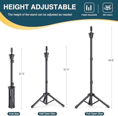 Wig Stand with Head 50 Inches, Wig Head Stand with 22 Inches Mannequin Head, Height Adjustable Metal Tripod Wig Stand, Manikin Head Set for Wigs Display Making Hair Weave and Styling - Image 2