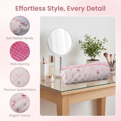 Pink Cherry Hair Tools Travel Bag,Portable Heat-Resistant Organizer - Image 4