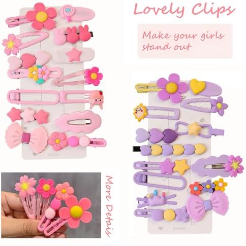62PCS Toddler Girls Hair Accessories Set: Flower, Rainbow, Candy, Fruits Barrettes, Pins, and Clips (Style 6) - Image 2