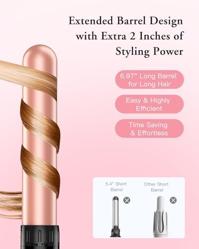 Long Barrel Curling Iron Wand Set, BESTOPE PRO 6 in 1 Curling Wand Set with Ceramic Barrel for Long/Medium Hair, 0.35"-1.25" Interchangeable Hair Wand Curler, Dual Voltage, Include Glove & Clips - Image 4