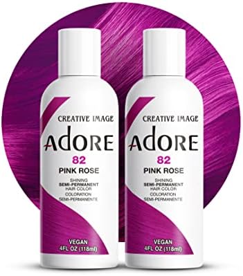 Adore Semi Permanent Hair Color, 082 Pink Rose, 4 Fl Oz (2 Pack) by Adore