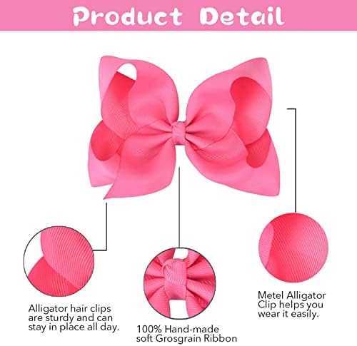 Oaoleer 8" Hair Bows Clips for Girls Tolddler Hair Accessories - Image 5