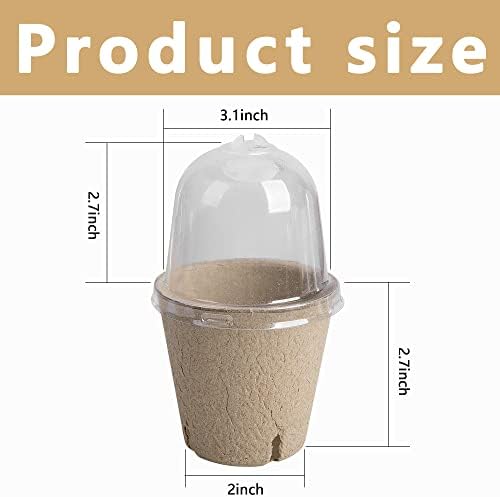 20 Packs Biodegradable Pots with Humidity Dome, 3.1" Seed Starter Peat Pots - Image 2