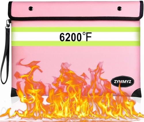 6200°F Upgraded Fireproof Document Bag with Waterproof Zipper,9 Layers of Heat Insulated Materials,Fireproof Money Bag for Cash,Valuables and Important Documents（Not Suitable for A4 Files） by Unknown