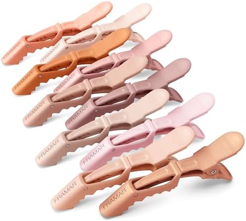 FRAMAR Neutral Alligator Clips For Hair Styling 10 Pack, Professional by FRAMAR