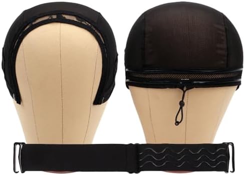 U Part Wig Cap with Drawstring & Anti-Slip Elastic Band Set by Ecojunmi