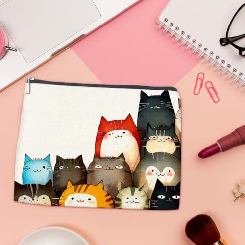 LyoGao Funny Cartoon Cat Makeup Bag, Cat Lover Cosmetic Bag Gifts for Women - Image 4