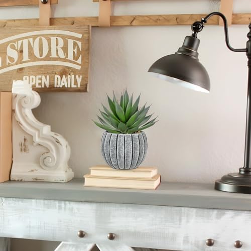Briful Artificial Aloe Succulent Plant in Aged Cement-Look Ceramic Pot – 8" Tall Faux Agave Plant with Decorative Pebbles – Realistic Desk or Shelf Decor for Home, Office, Bathroom - Image 6