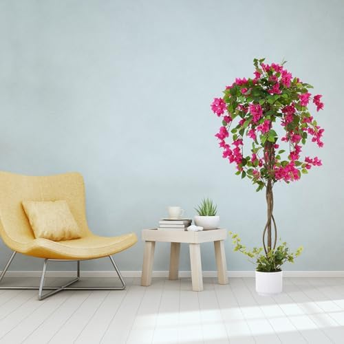 4FT Artificial Bougainvillea Tree, Tall Faux Bougainvillea Plant with Vibrant Pink Flowers, Large Potted Fake Tree for Indoor Living Room, Office, Patio, Porch, and Garden Decoration - Image 4