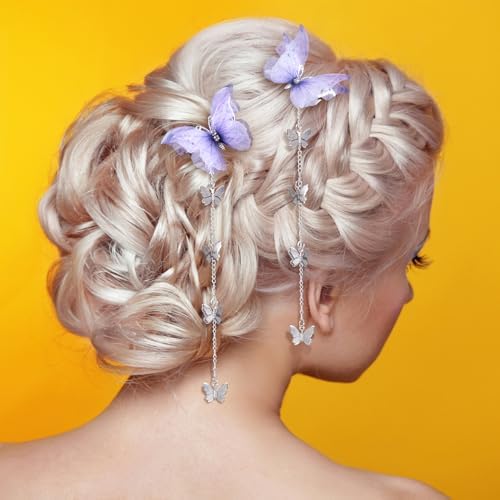 PAGOW 8pcs Butterfly Hair Tassel Clips, Cute Alligator Barrettes - Image 6