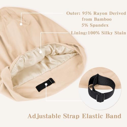Fittia Satin Lined Sleep Bonnet, Adjustable Non-Slip Cap For Locs, Medium - Image 4