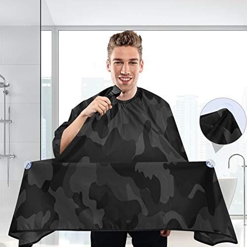 Blueangle Black Camouflage Barber Cape for Men Hair Cutting - Waterproof Salon Hairdressing Cape, 65" x 55" - Image 6