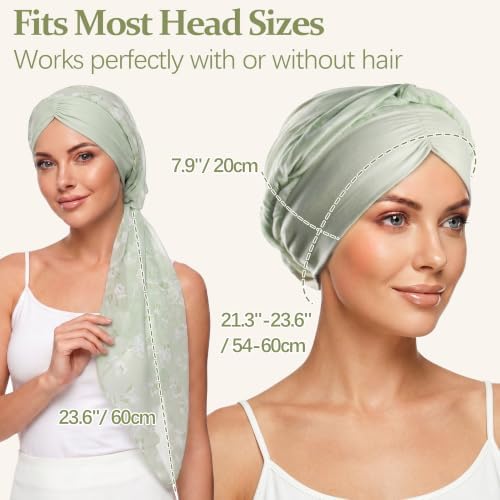 Ababalaya Satin Lined Head Wrap Chemo Headwear for Women - Image 3