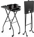 OmySalon Salon Trolley Cart with Wheels 2 Color Bowls 1 Drawer, Folding Salon Service Tray Color Cart for Hair Stylist, Beauty Styling Tattoo Barber Shop Tools Storage Organizer by OmySalon