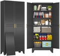 75" Black Metal Storage Cabinet with 2 Doors and 5 Adjustable Shelves,Steel Garage Tool Cabinet, File Cabinet,Kitchen Pantry Cabinet for Home,Office,Garage,School,Warehouse by BAOLIWO