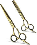 Hair Cutting Scissors Thinning Shears Kit ULG Professional Barber Hairdressing Texturizing Salon Razor Edge Scissor Japanese Stainless Steel 6.5 inch Gold by ULG