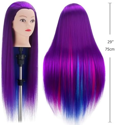 Mannequin Head with Hair, TopDirect 29" Training Head Hair Mannequin Manikin Head Cosmetology Doll Head Practice Styling Hairdressing Training Braiding Heads with Clamp Holder and Tool Set - Image 6
