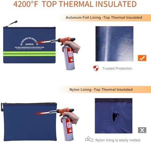 JUNDUN Fireproof Document Bags,14.2”x 10.0”Waterproof Fireproof - Image 3