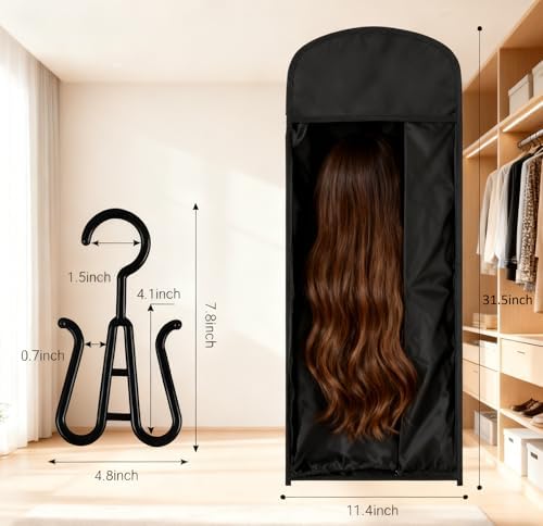4Pcs Extra Long Wig Storage Bags with Hanger - 31.5in Breathable Wig Organizer, Dust-Proof Clear Window Design for Short/Medium/Long Wigs, Travel & Home Hair Salon Use - Image 4