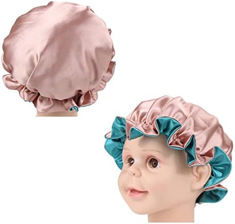 Kids Satin Bonnet Sleeping Cap Adjustable Silky Bonnet Double Layered Reversible Hair Bonnet Silky Night Hat for Toddler Child Baby - Image 5
