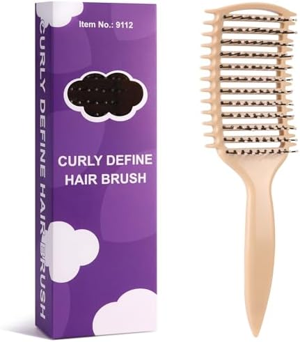 Curl Defining Brush, Vented Curly Hair Brush for Effortlessly Detangling Shaping and Defining Women's Men's Curls on All Wet or Dry Hair Types, Reduces Frizz (Beige) by Unknown
