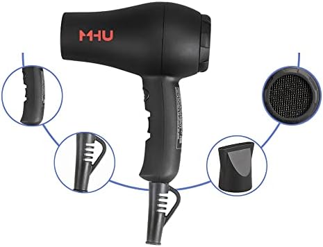 Mini Travel Hair Dryer 1000 Watts for RV & Pouring Art Lightweight Ceramic Ionic Blow Dryer Compact Size Plus Concentrator Black - Image 5